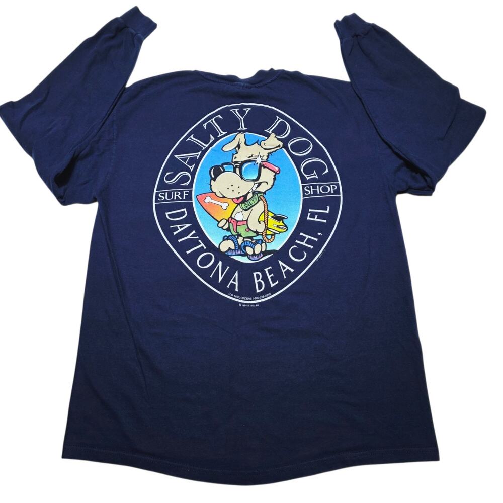Vintage Salty Dog Surf Shop T-Shirt Longsleeve Daytona Beach Large Florida 90's